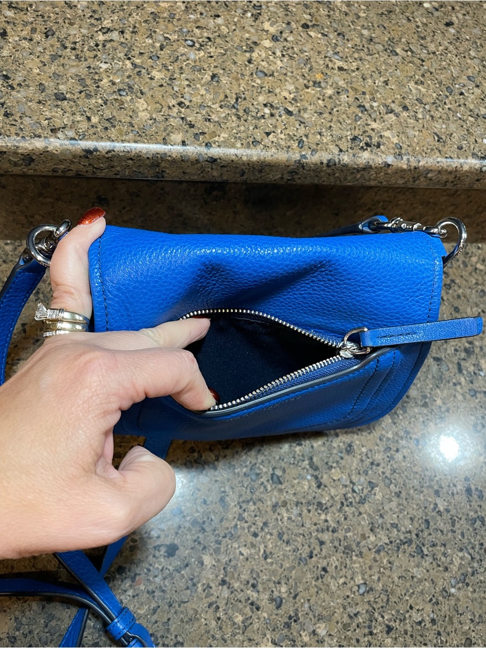 Marc Jacobs Empire City Mini Messenger Leather Crossbody Bag Cobalt Blue EUC - Picture 12 of 15
